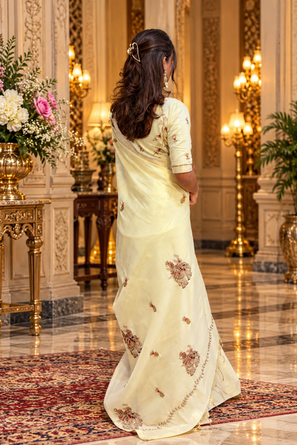Linen handwork saree