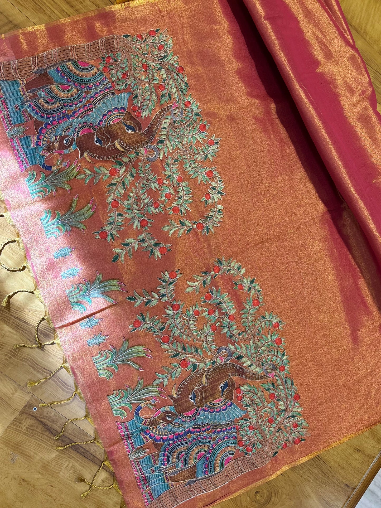Tissue saree with readymade blouse