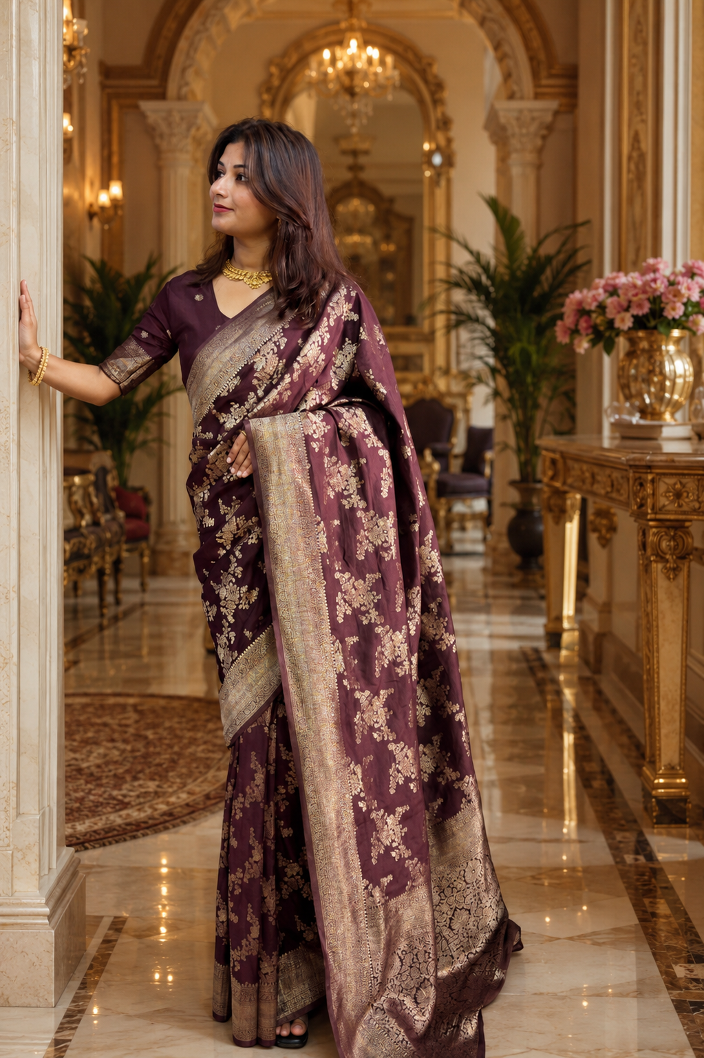 Traditional jaal pattern saree