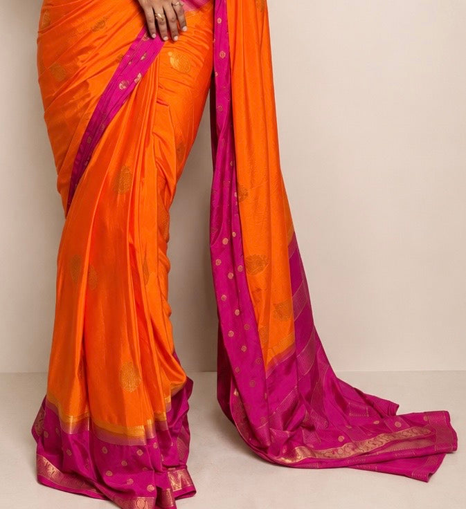 Mysore crepe silk gandaberunda border saree