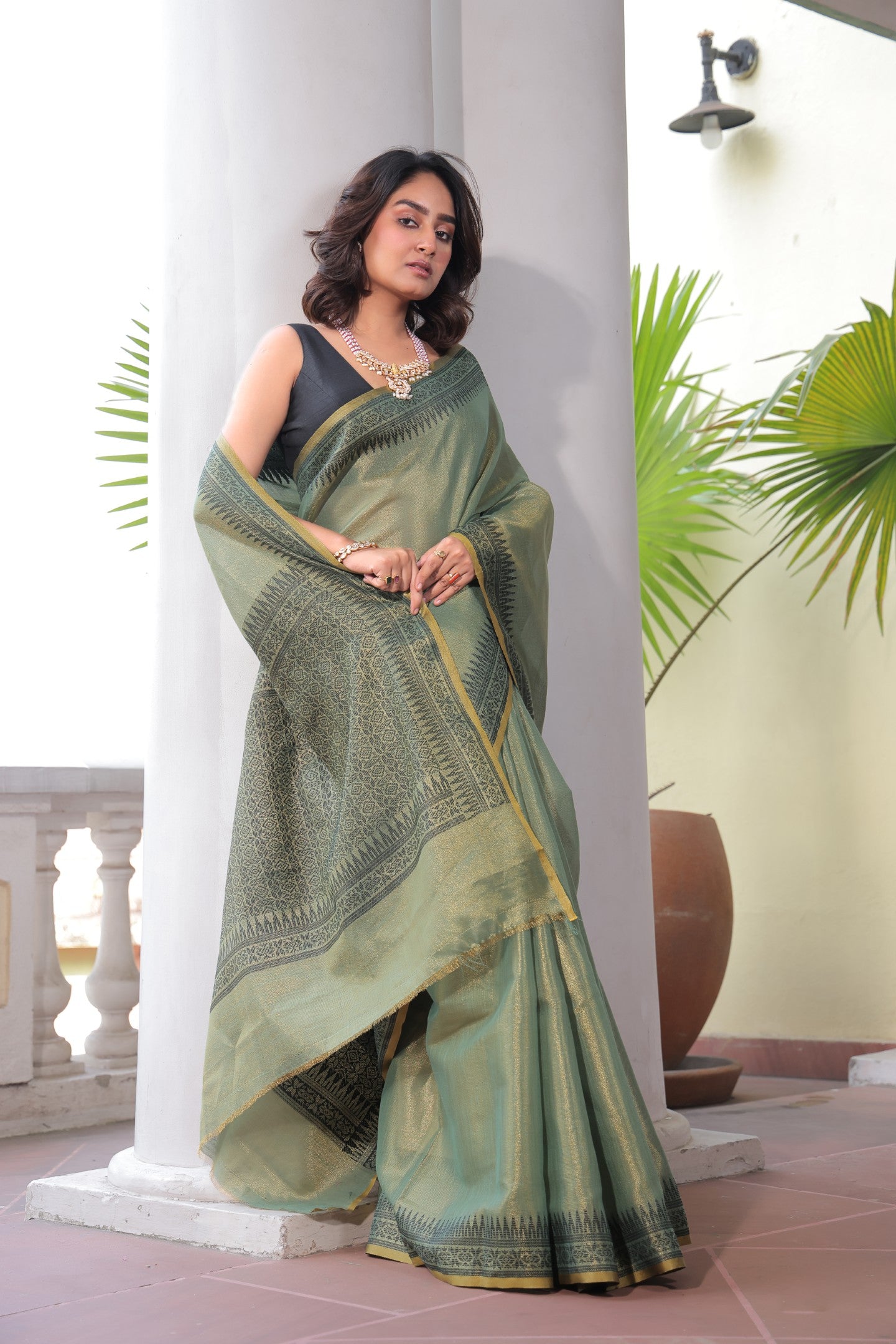 PALLU POP TISSUE LINEN SAREE