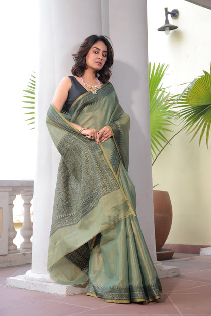PALLU POP TISSUE LINEN SAREE