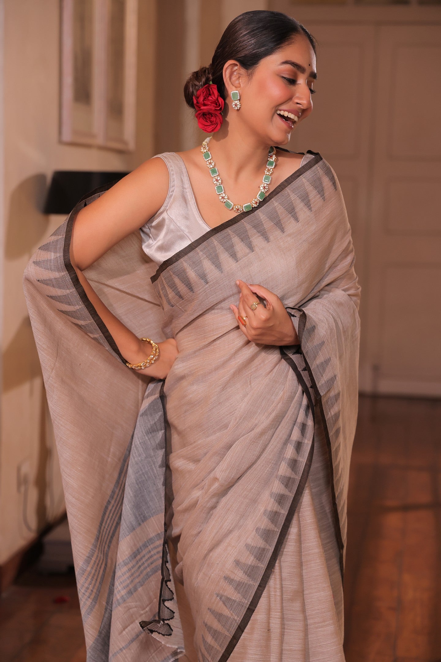 PANCHALI PESTELS LINEN COTTON SAREE