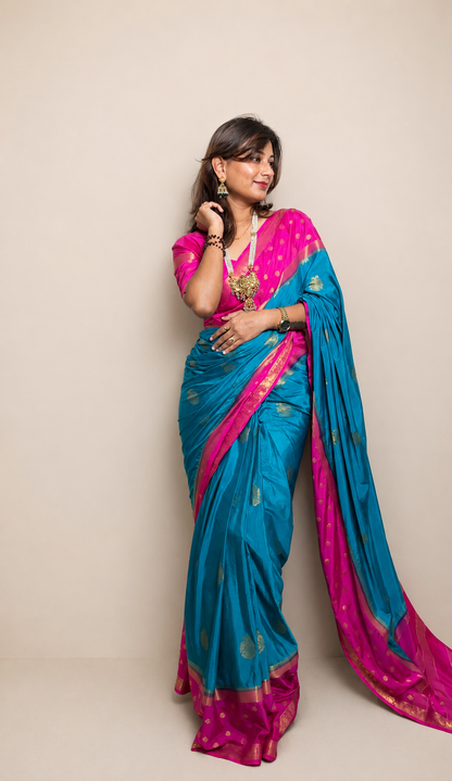 Mysore crepe silk gandaberunda border saree