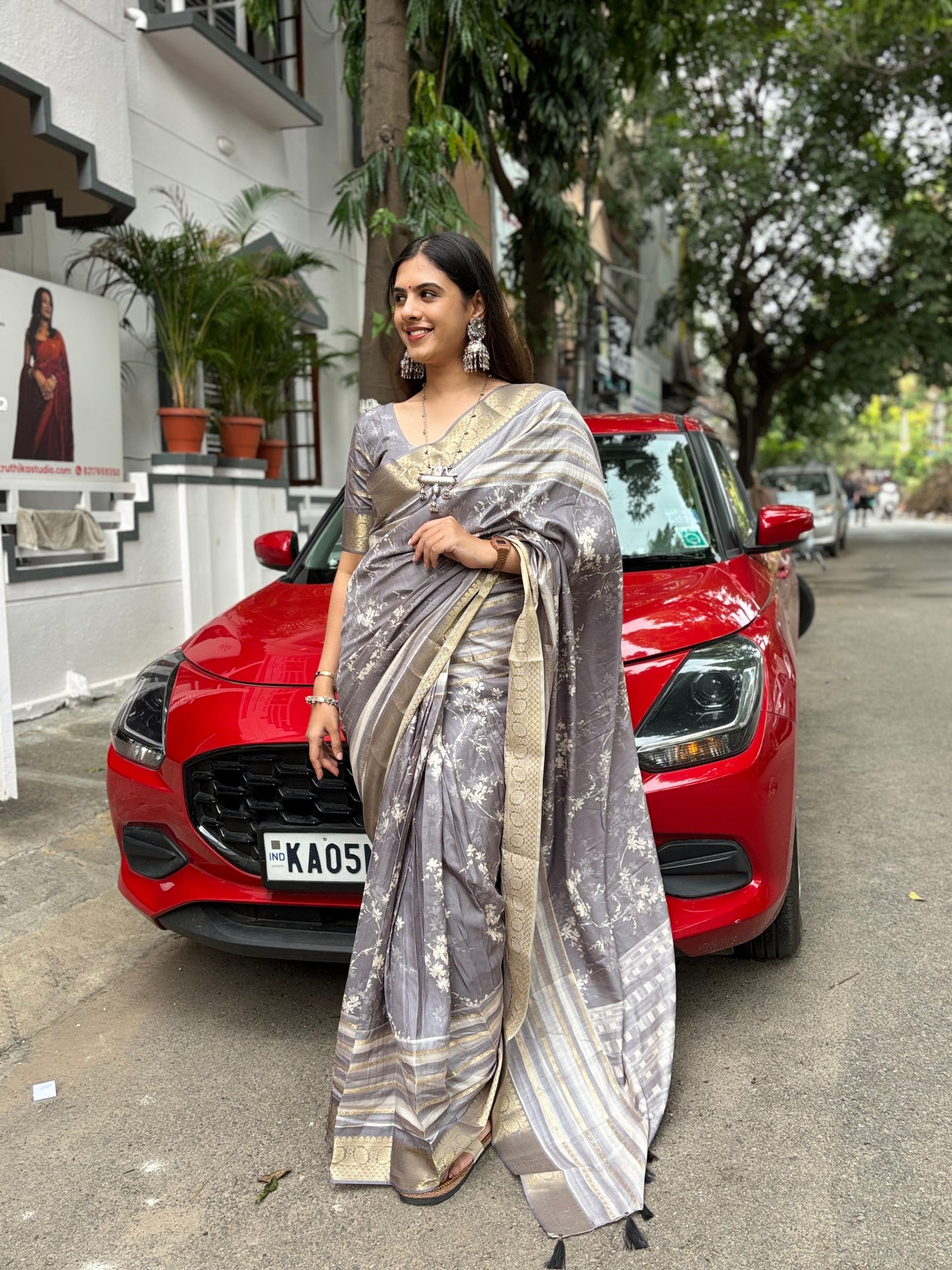 Everyday digital  printed saree