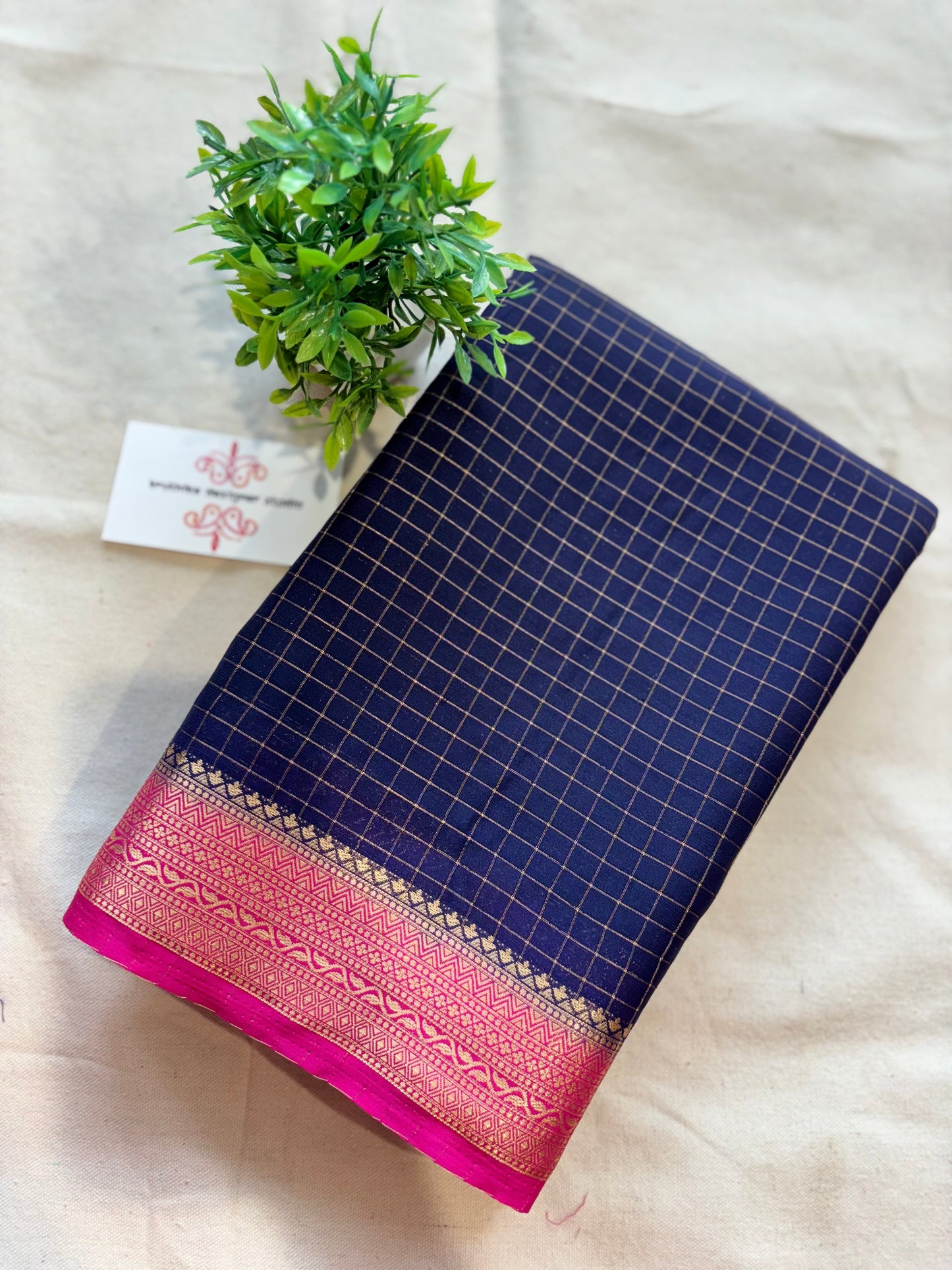 Semi Mysore crepe checks saree