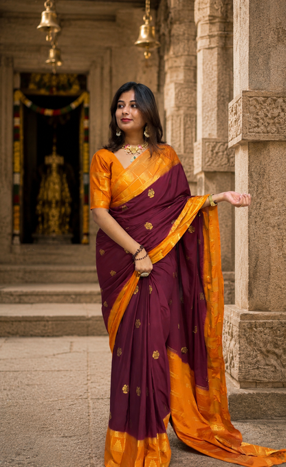Mysore crepe silk temple  border saree (Copy)