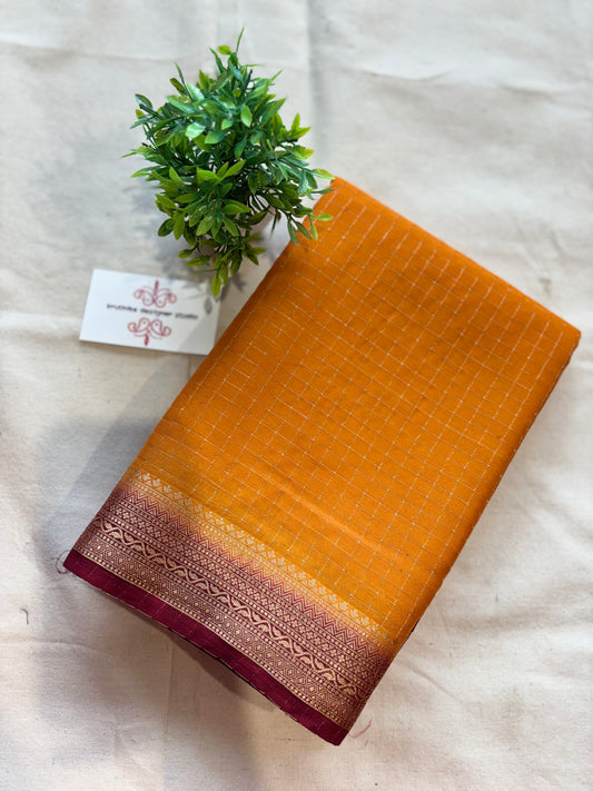 Semi Mysore crepe checks saree