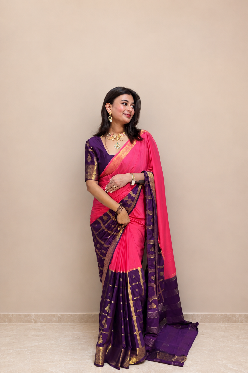 Mysore crepe silk jumka border saree (Copy 2)
