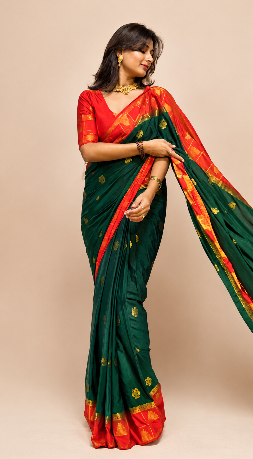 Mysore crepe silk temple  border saree