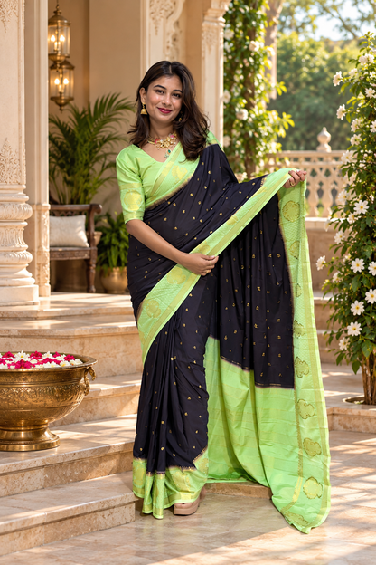 Mysore crepe silk gandaberunda border saree (Copy)