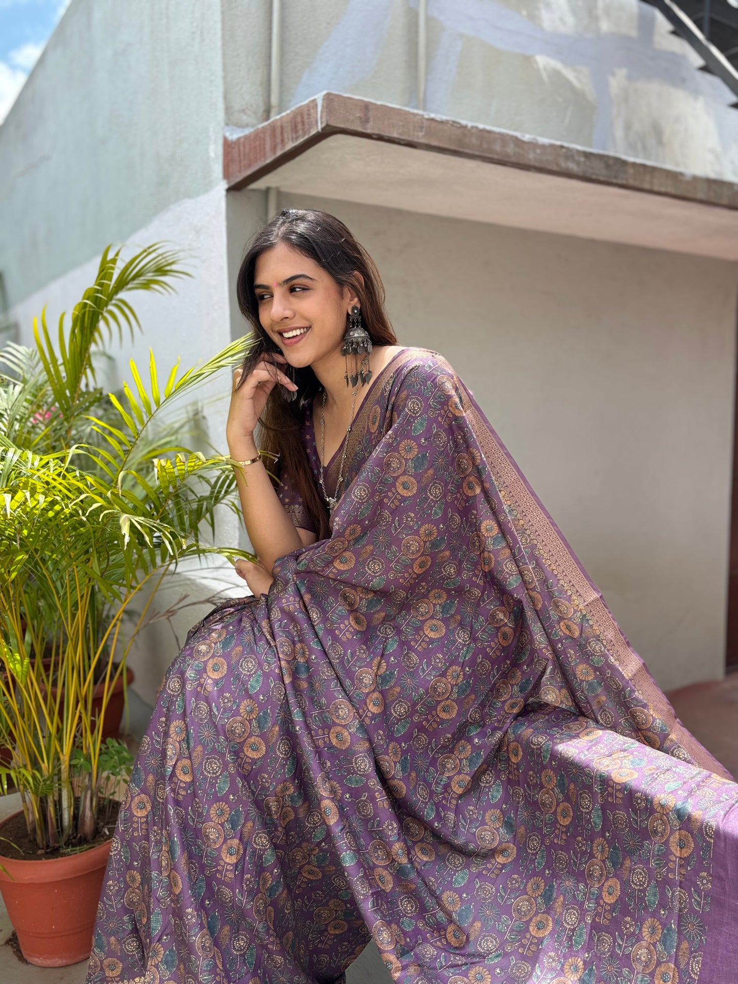 Everyday digital  printed saree