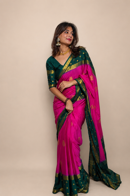 Mysore crepe silk gandaberunda border saree