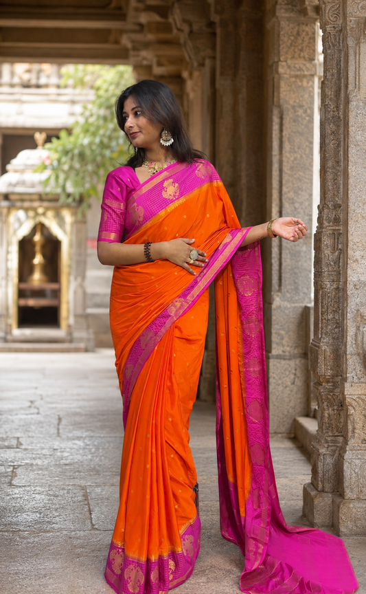 Mysore crepe silk gandaberunda border saree