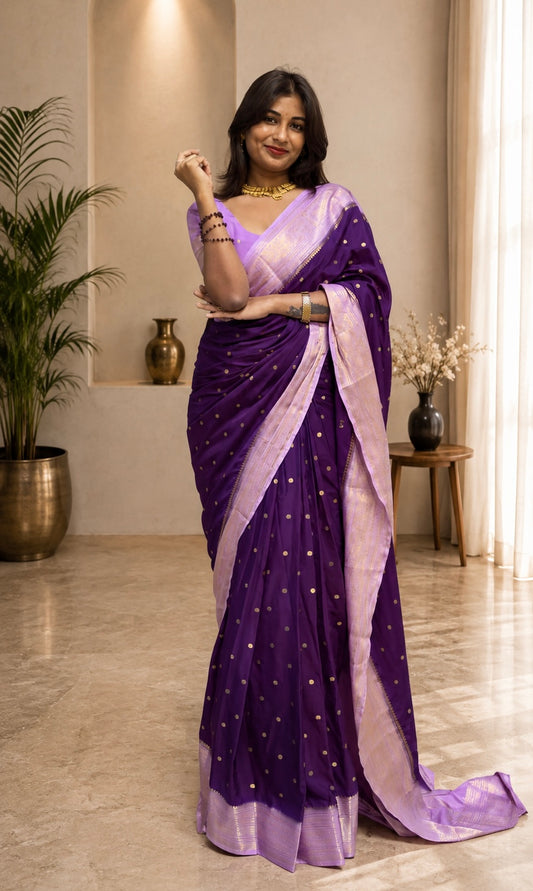 Mysore crepe silk small butti saree
