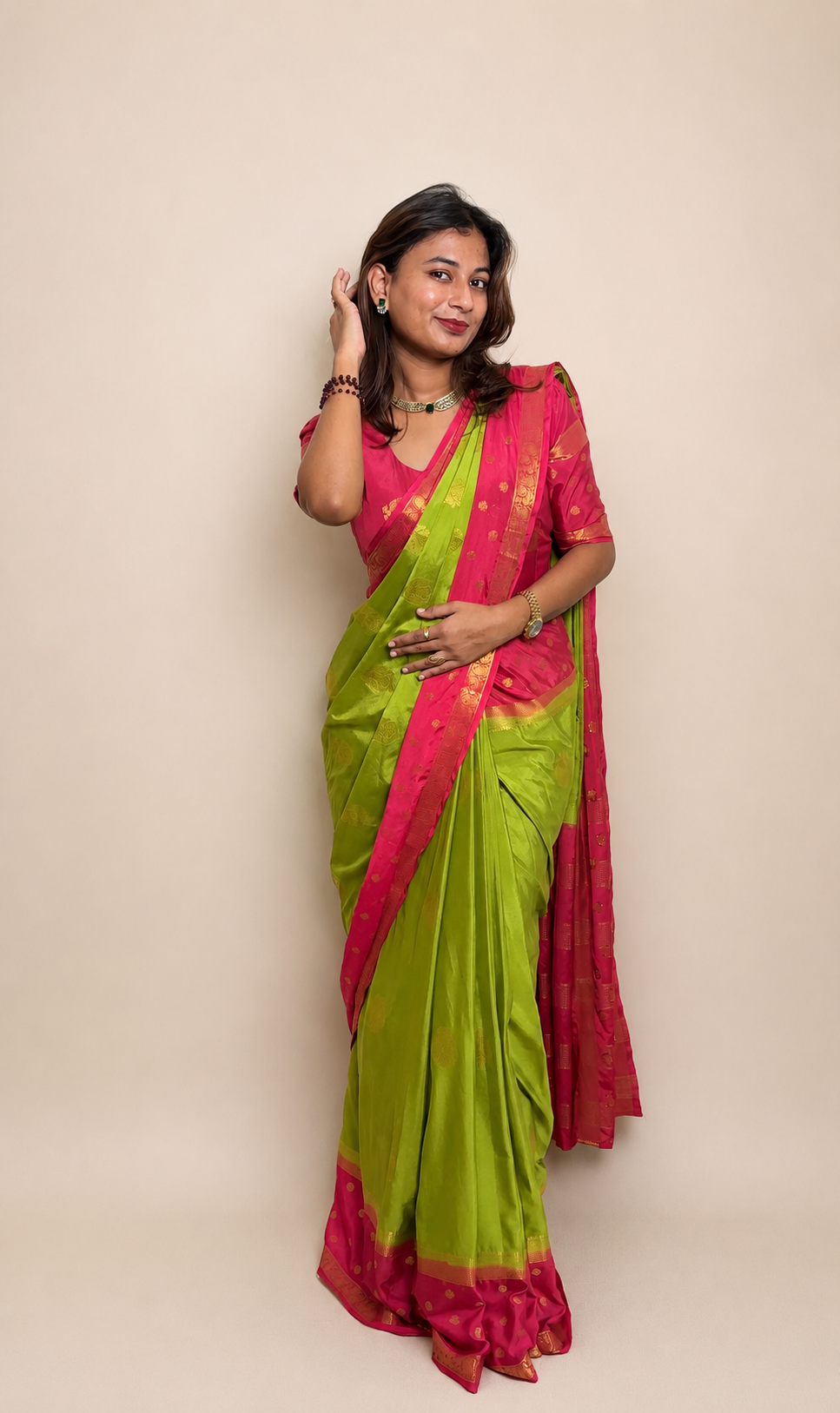 Mysore crepe silk gandaberunda border saree