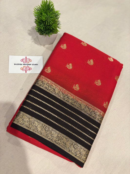 Semi Mysore crepe saree (butti)