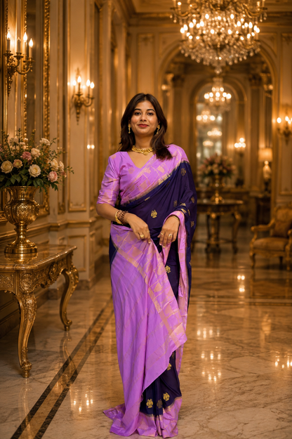 Mysore crepe silk temple  border saree