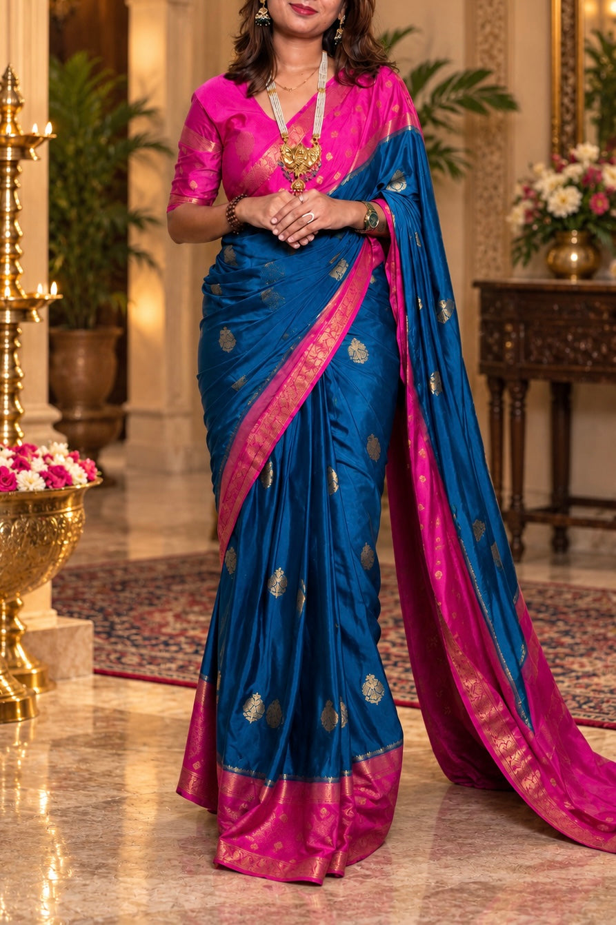 Mysore crepe silk gandaberunda border saree