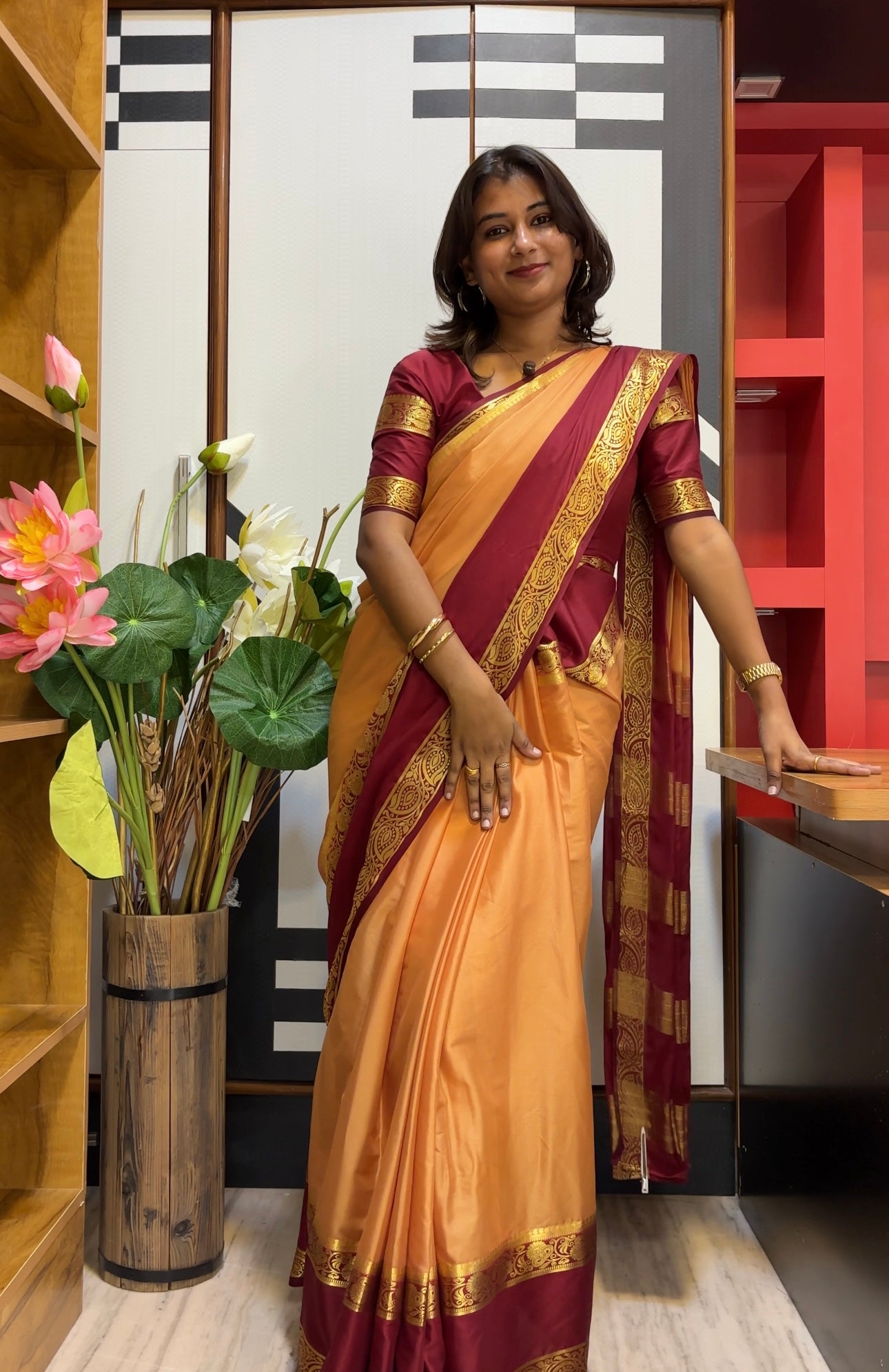 Semi Mysore silk saree bentex boarder