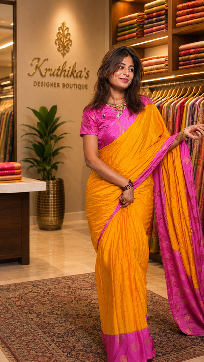 Mysore crepe silk gandaberunda border saree