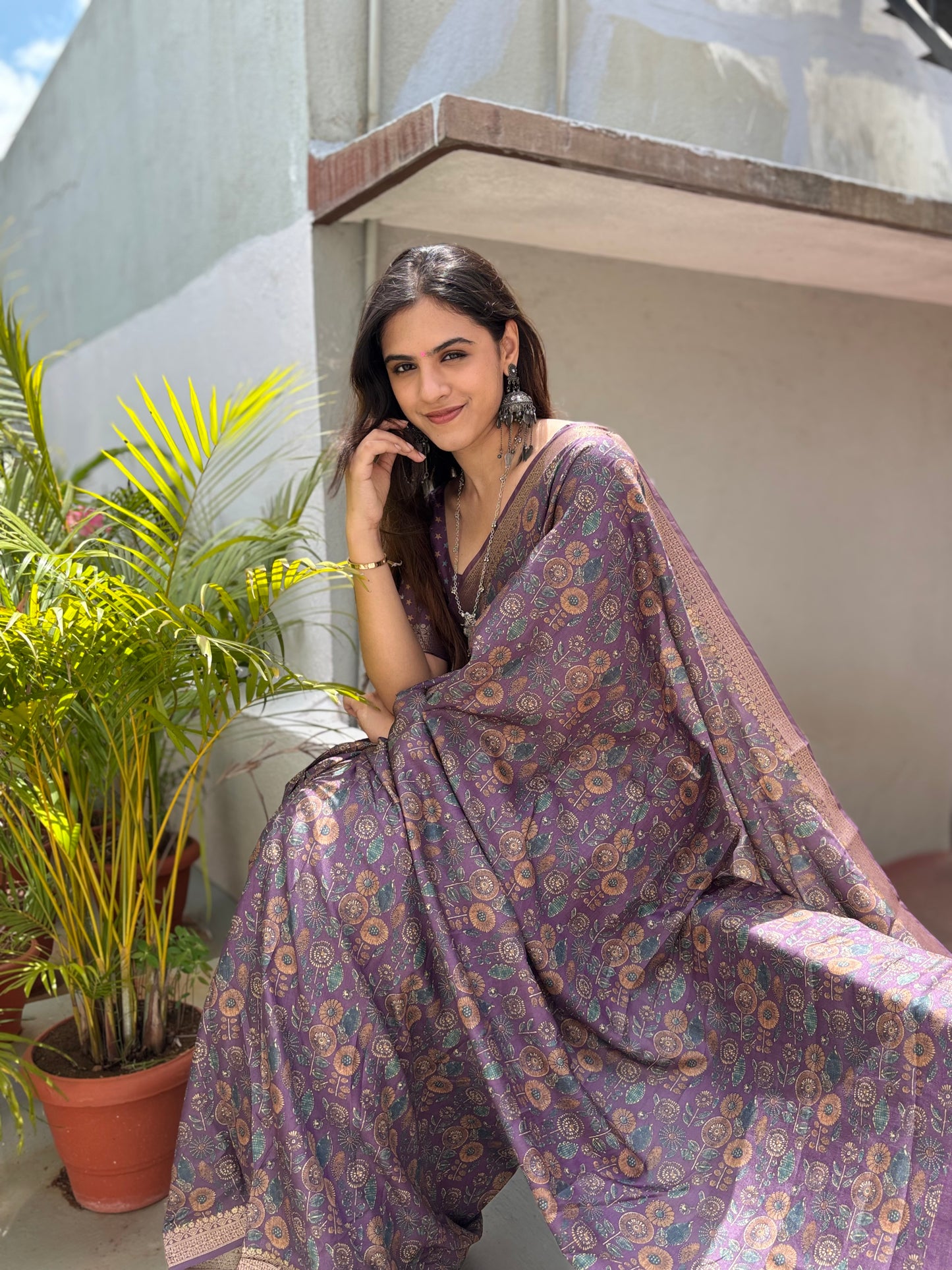 Everyday digital  printed saree