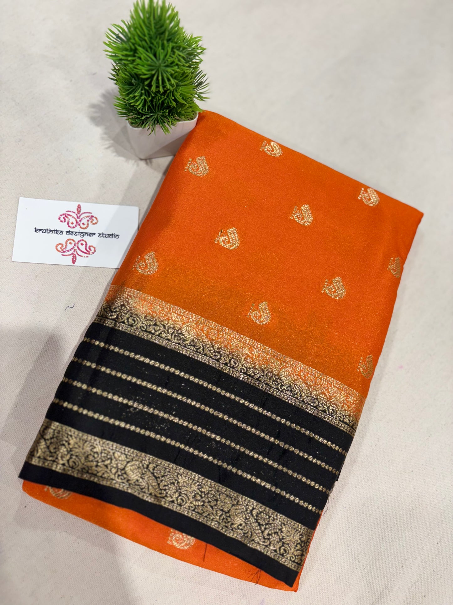 Semi Mysore crepe saree (butti)