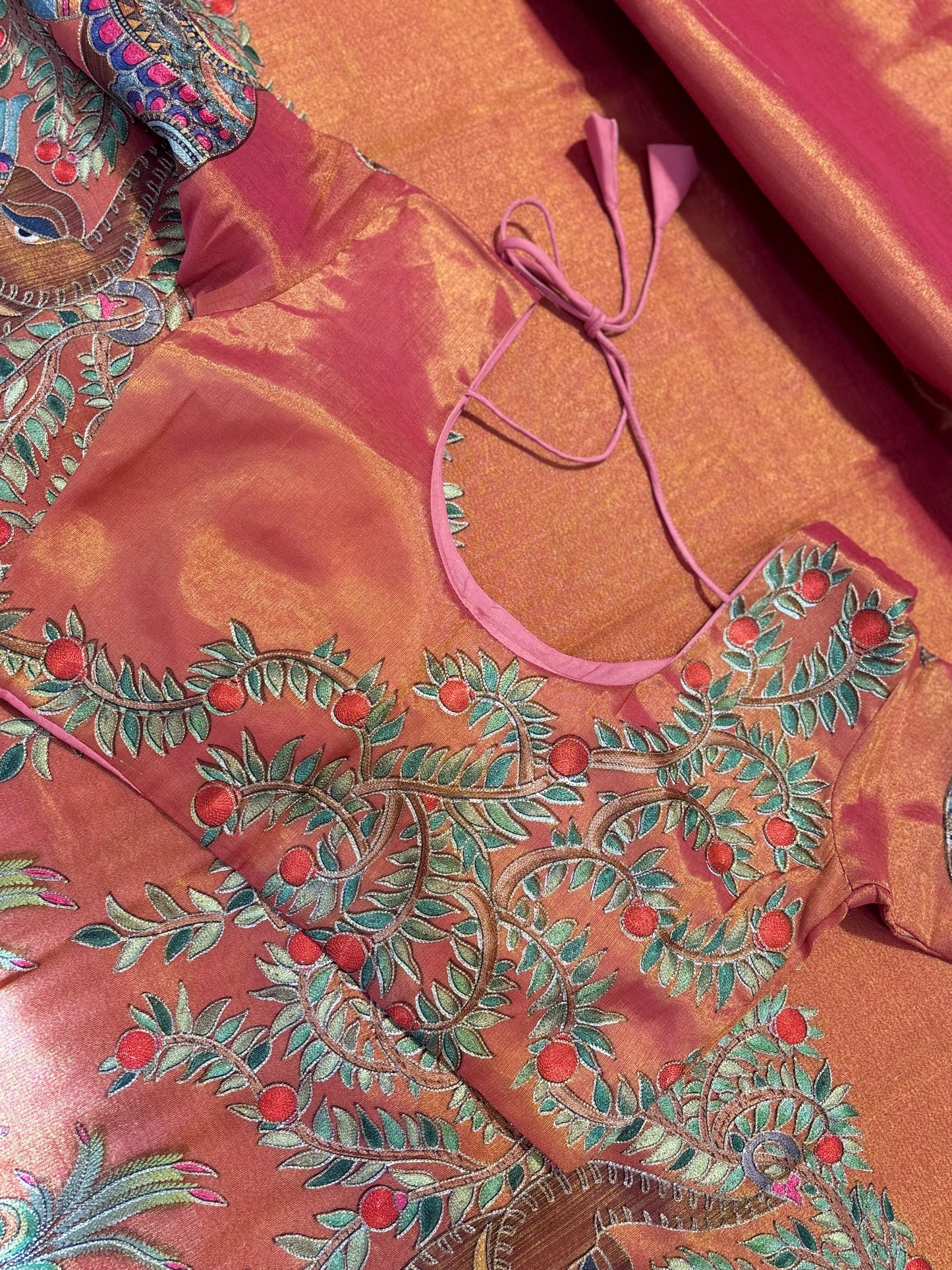 Tissue saree with readymade blouse