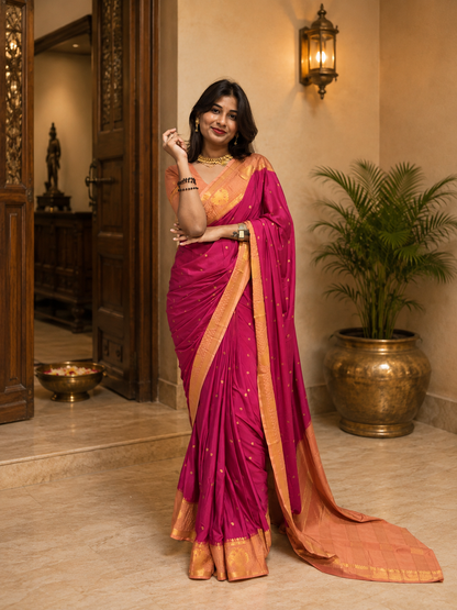 Mysore crepe silk gandaberunda border saree