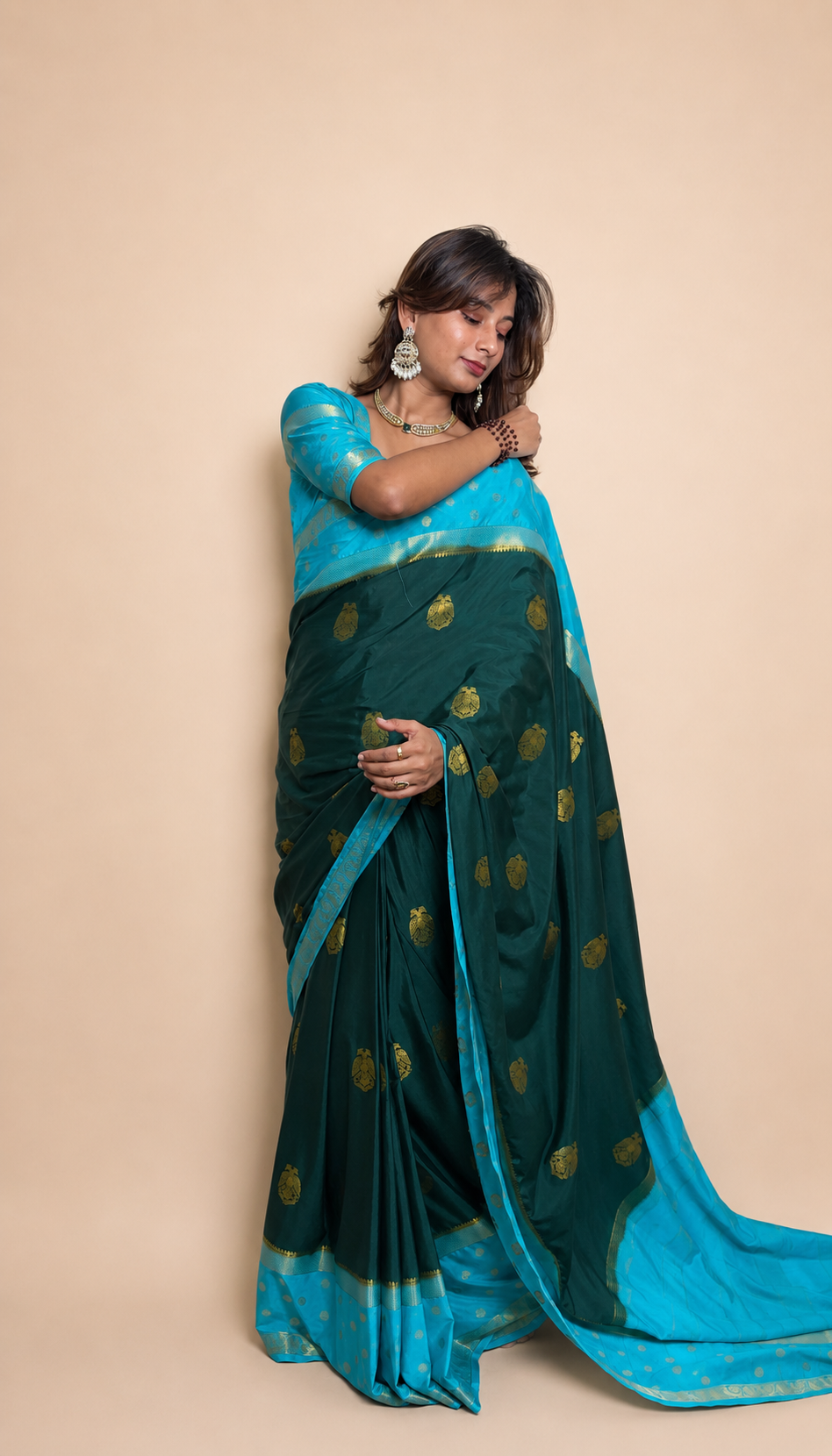 Mysore crepe silk gandaberunda border saree