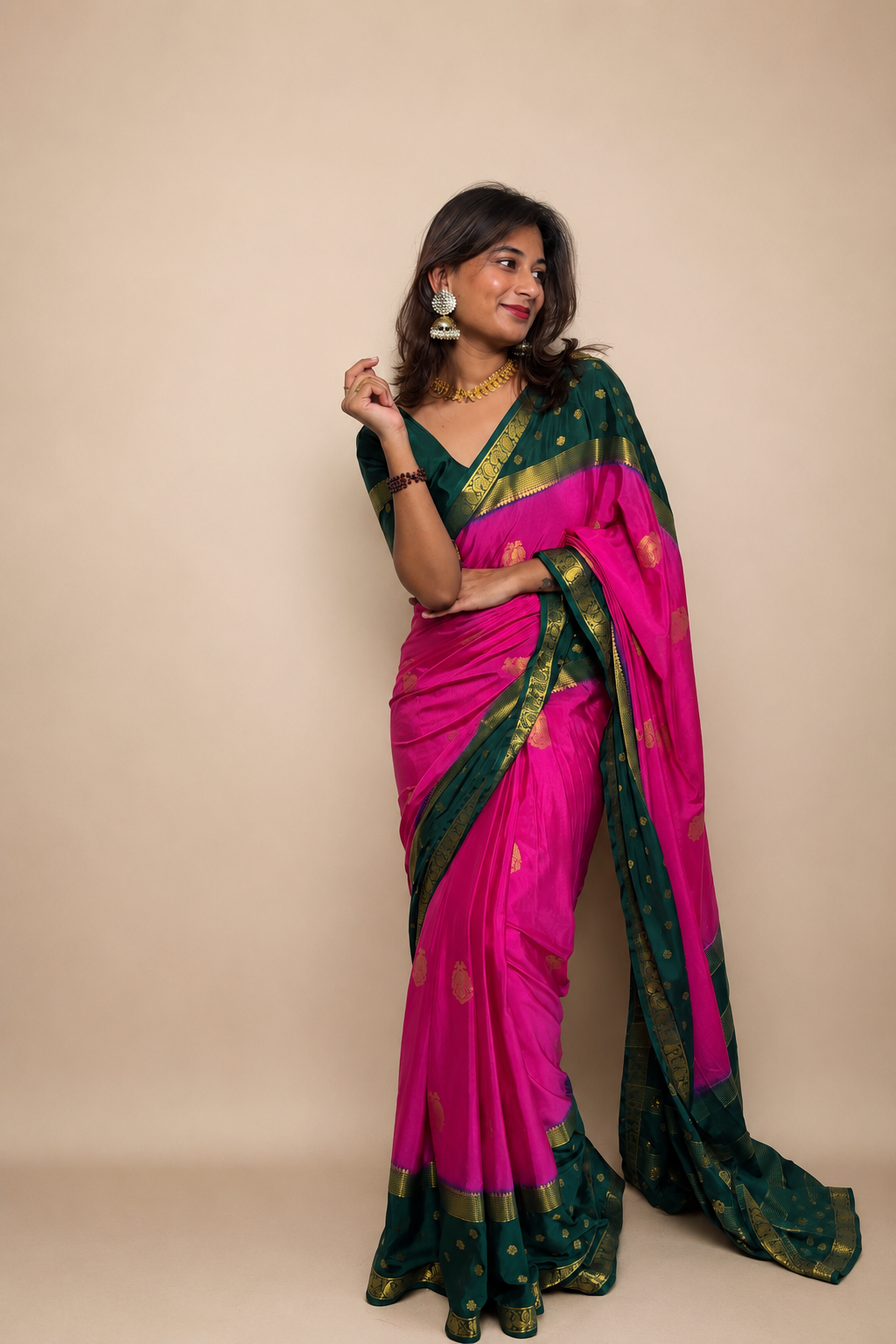 Mysore crepe silk gandaberunda border saree