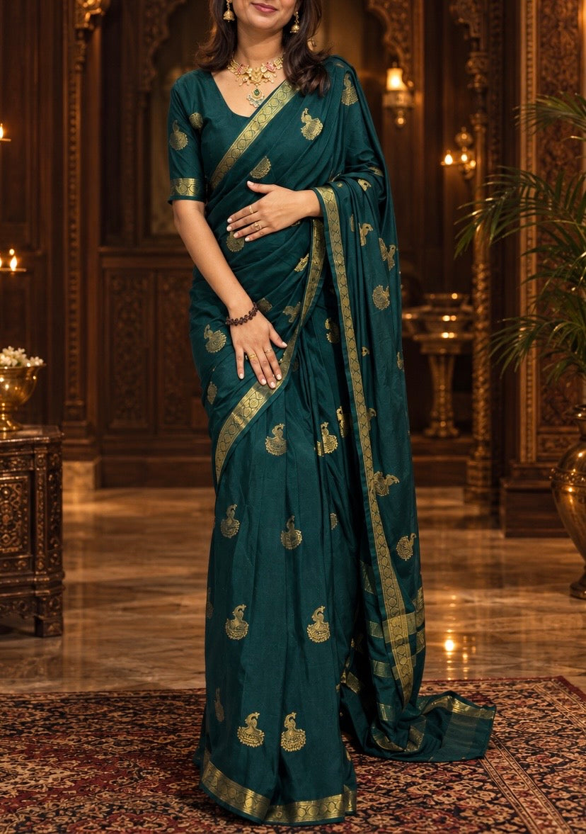 Mysore crepe silk peacock butti saree (Copy)