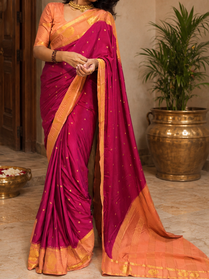 Mysore crepe silk gandaberunda border saree