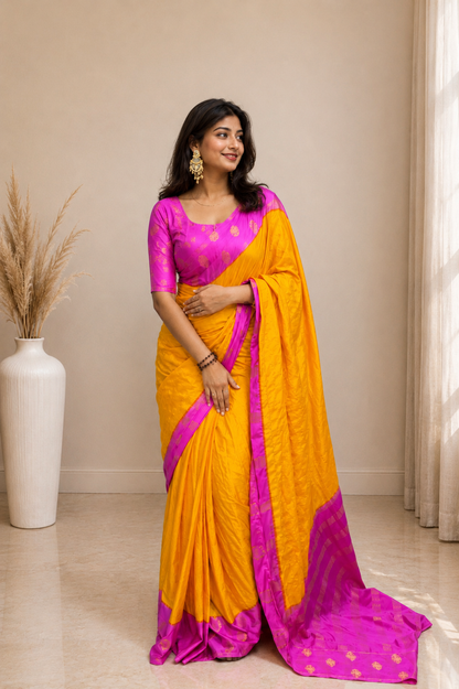 Mysore crepe silk gandaberunda border saree (Copy 2)