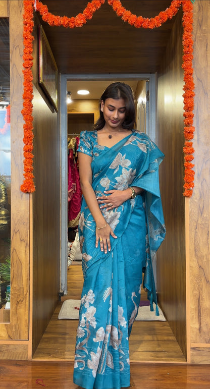 Party wear saree with padded blouse