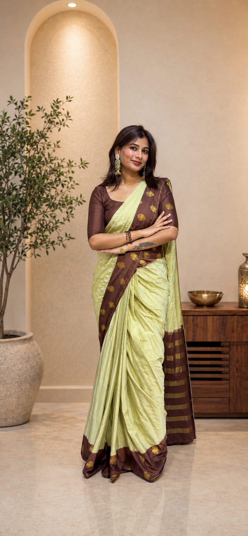 Mysore crepe silk gandaberunda border saree (Copy)