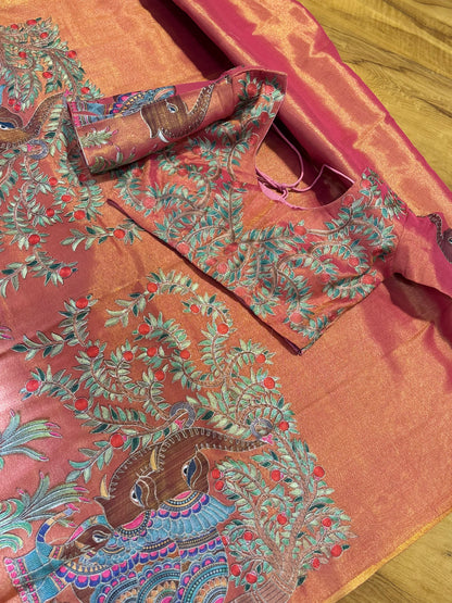 Tissue saree with readymade blouse