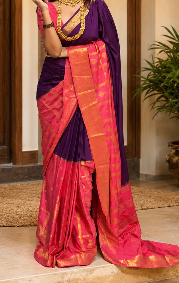 Mysore crepe silk jumka border saree