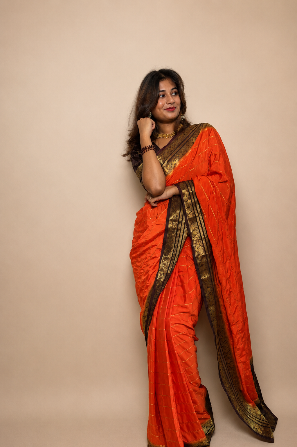 Mysore Crepe Silk Vintage Checks Saree