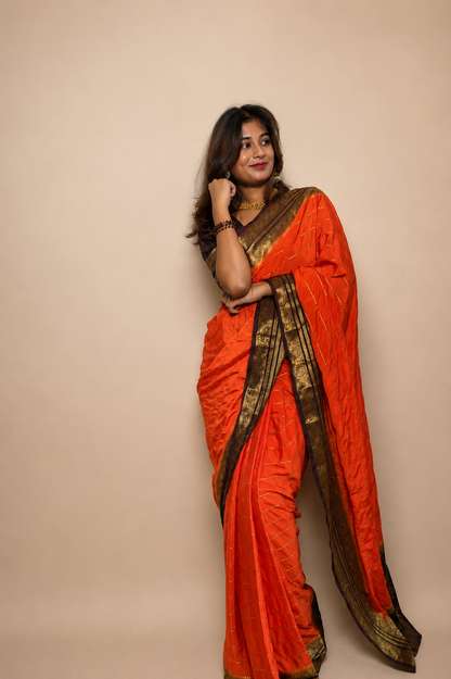 Mysore Crepe Silk Vintage Checks Saree