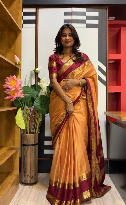 Semi Mysore silk saree bentex boarder