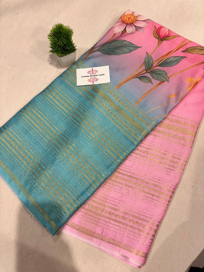 Mysore crepe digital print saree