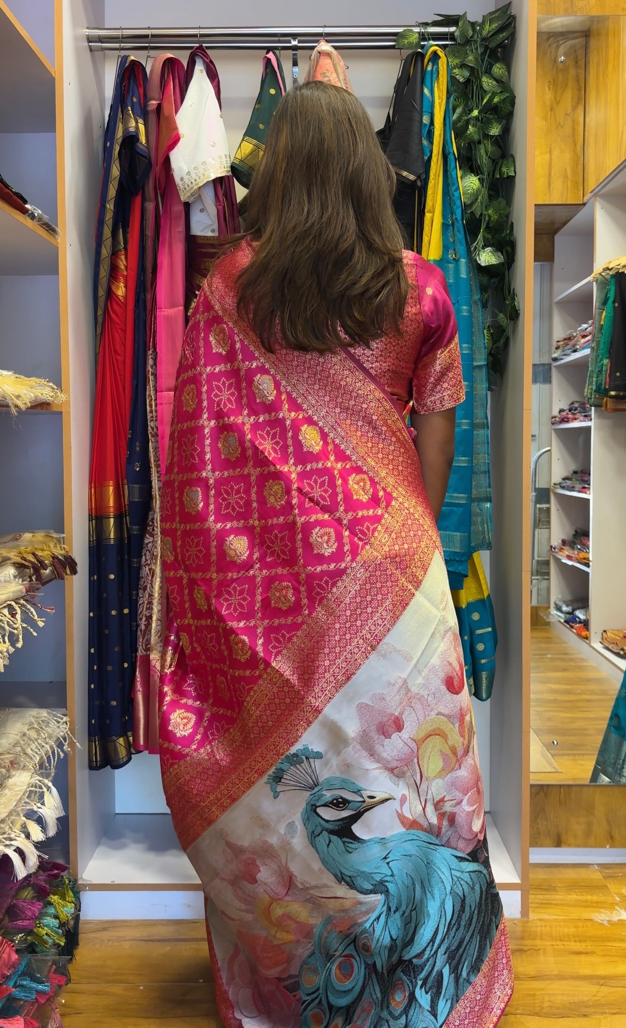 Pink silk woven banarasi