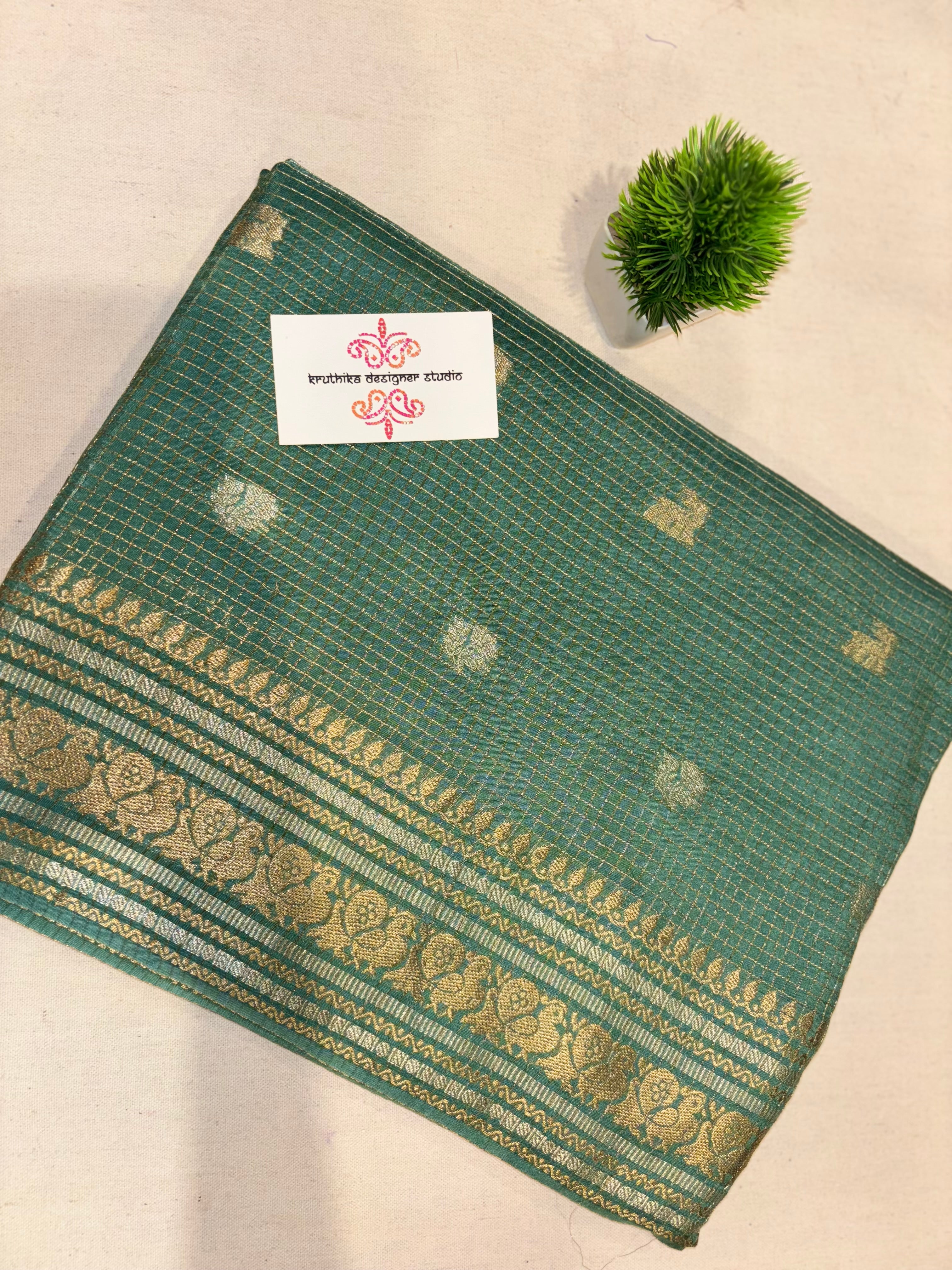 Micro Check Design Banarasi micro checks saree – Kruthika Designer Studio