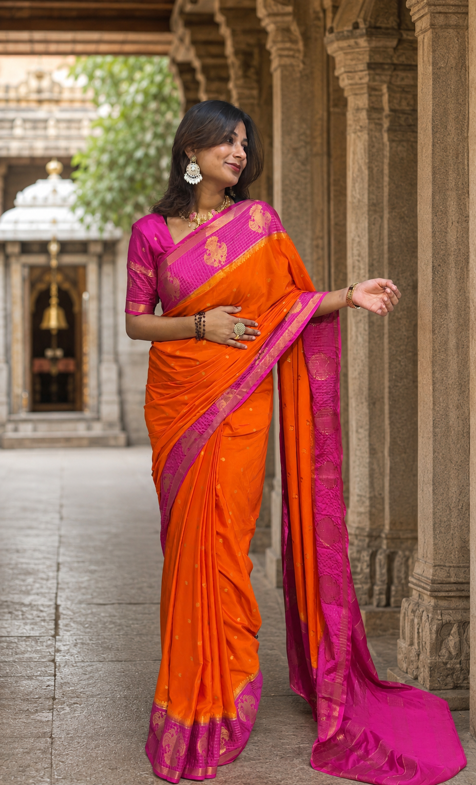 Mysore crepe silk gandaberunda border saree