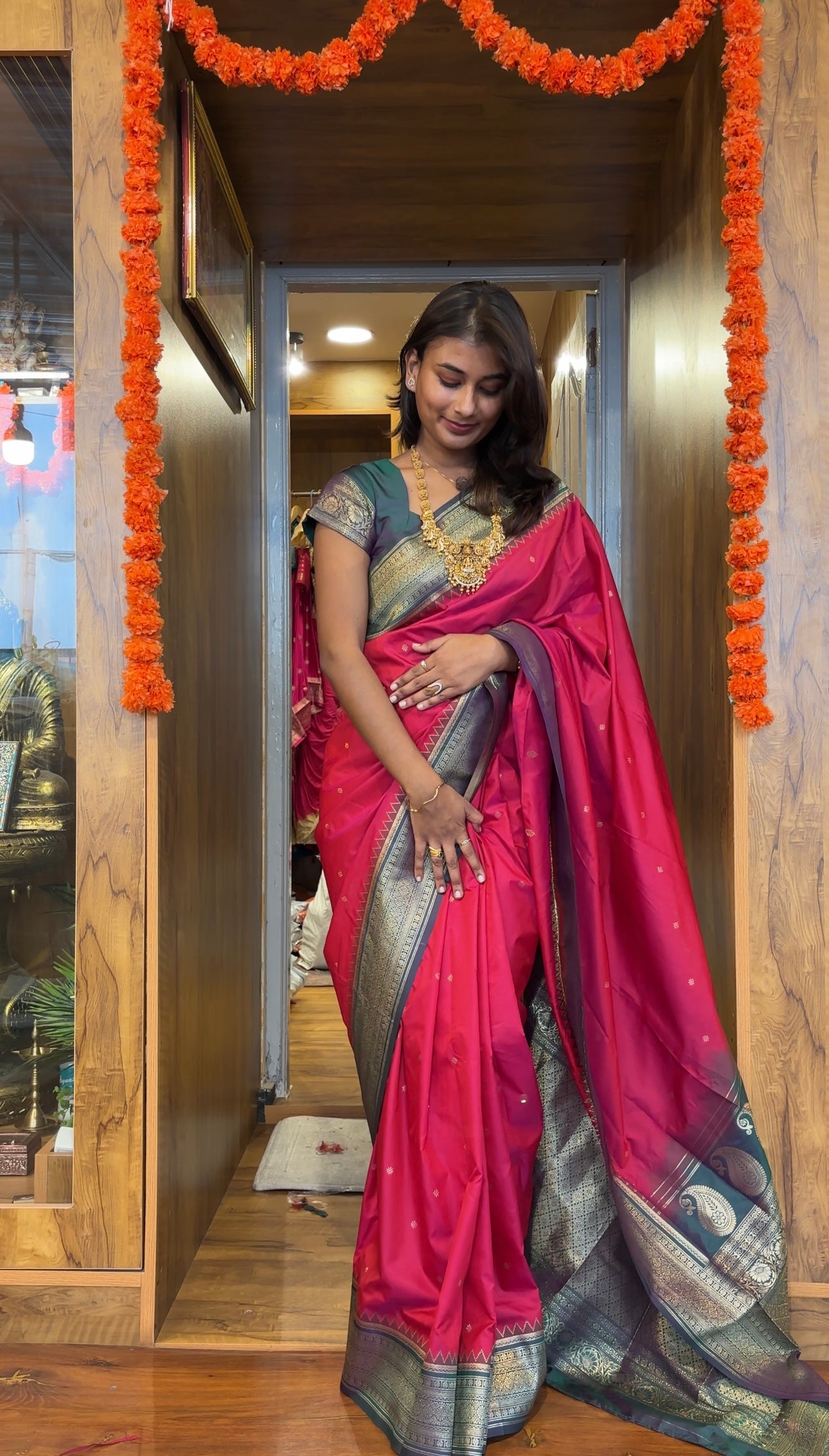Soft silk saree with padded blouse