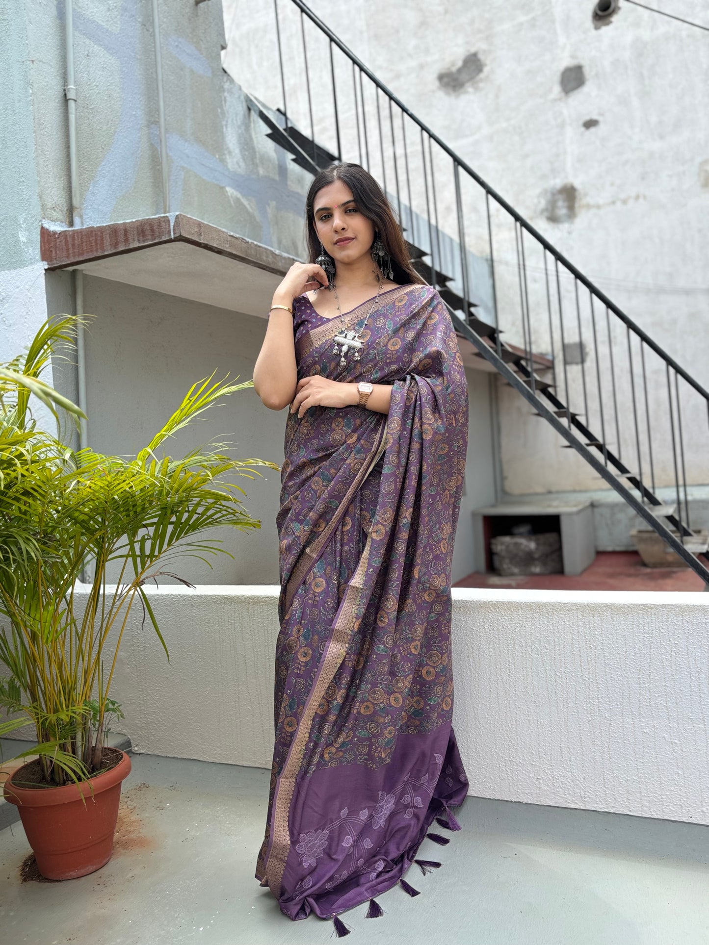 Everyday digital  printed saree