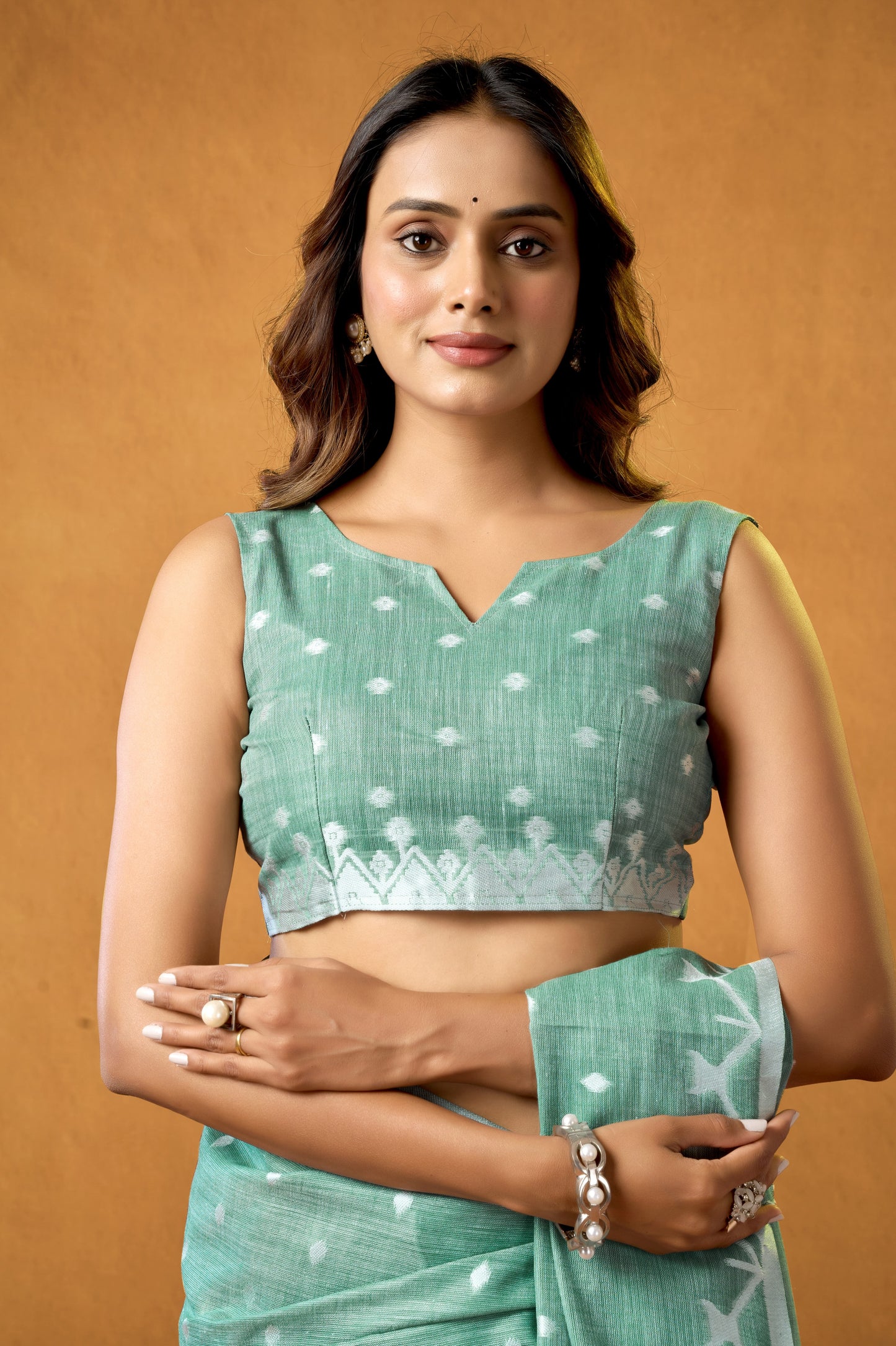 Ruffle raga Cotton Linen Weaved Saree