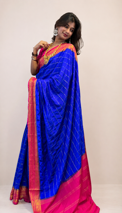 Mysore crepe silk vintage checks saree