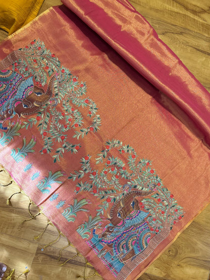Tissue saree with readymade blouse